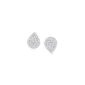 Adina - Solid Pave Teardrop Posts Silver