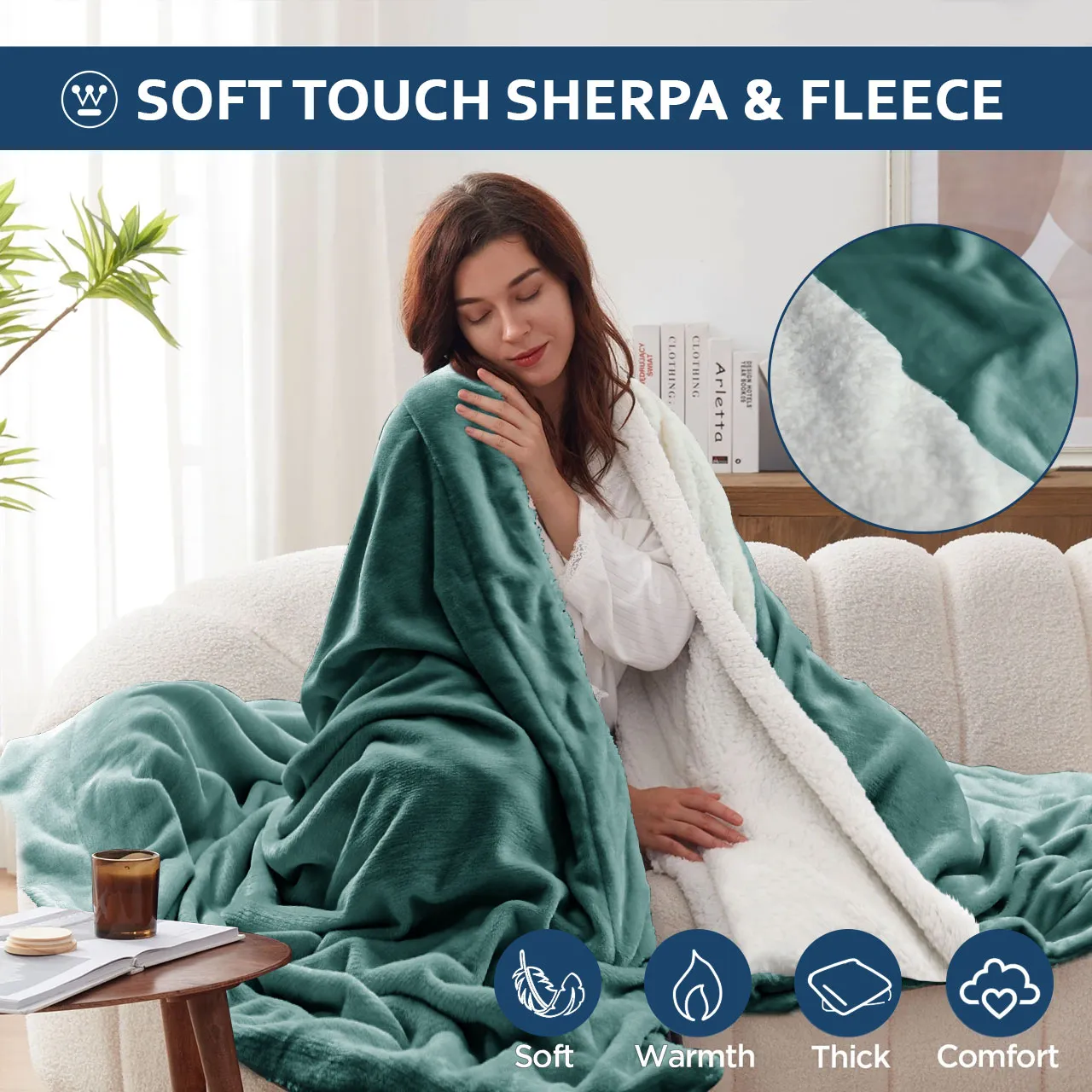 All Seasons UltraSoft Sherpa Blanket Throw