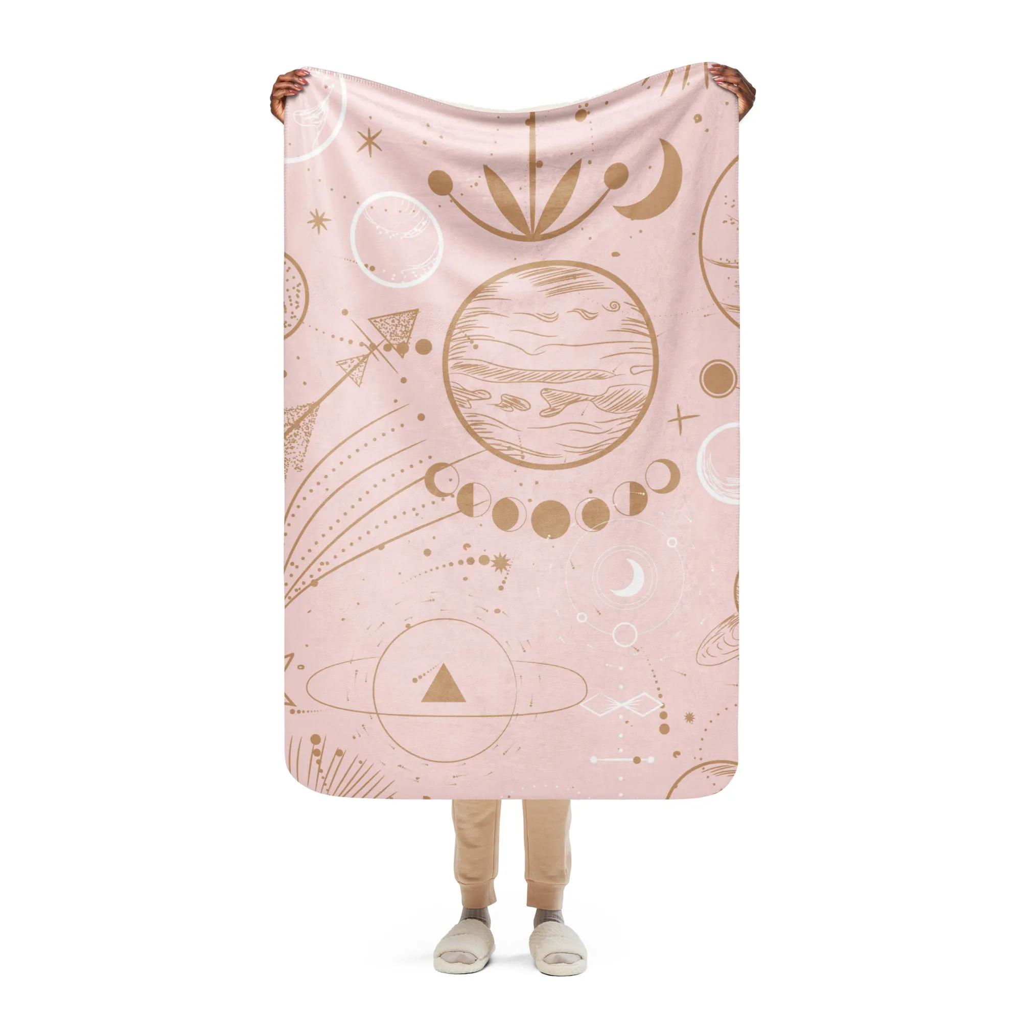 Astro Rose Gold Sherpa blanket lioness-love