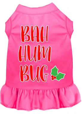 Bah Humbug Screen Print Dog Dress Bright Pink Lg