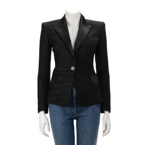 Balmain Black Lurex & Satin Single Breasted Blazer FR 36