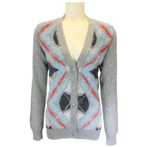 Barrie Grey Multi Cashmere Knit Cardigan Sweater