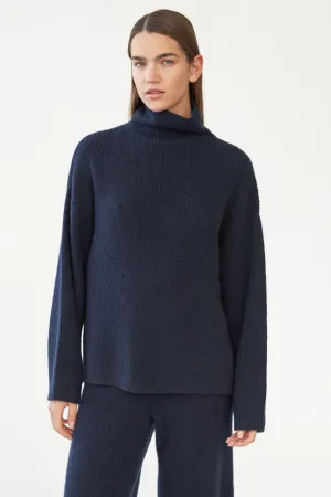 BEZ RIB KNIT - NAVY - SILK/CASHMERE