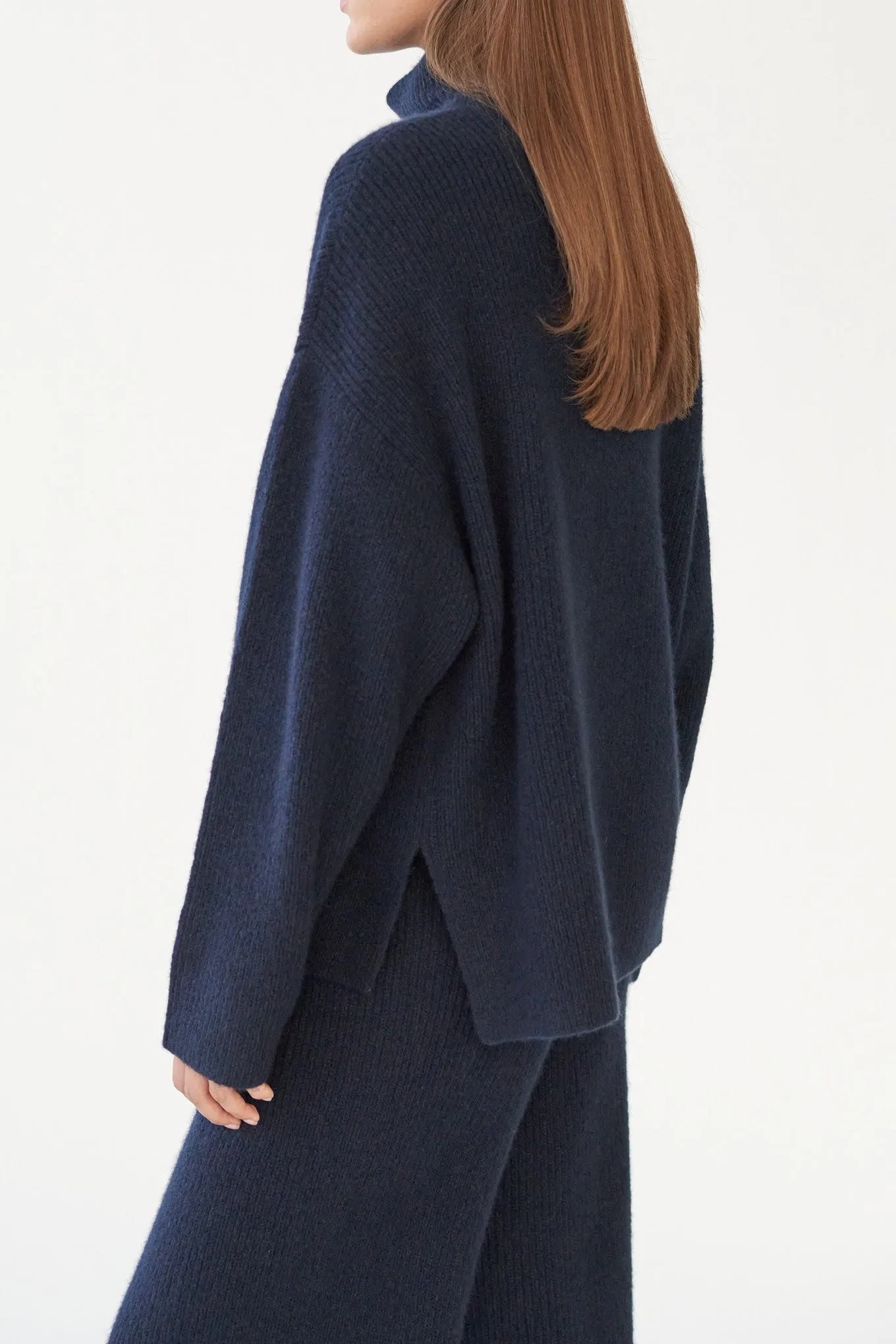 BEZ RIB KNIT - NAVY - SILK/CASHMERE