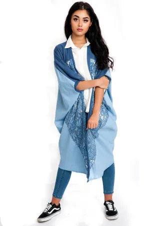 Blue Oversized Lace Jacket