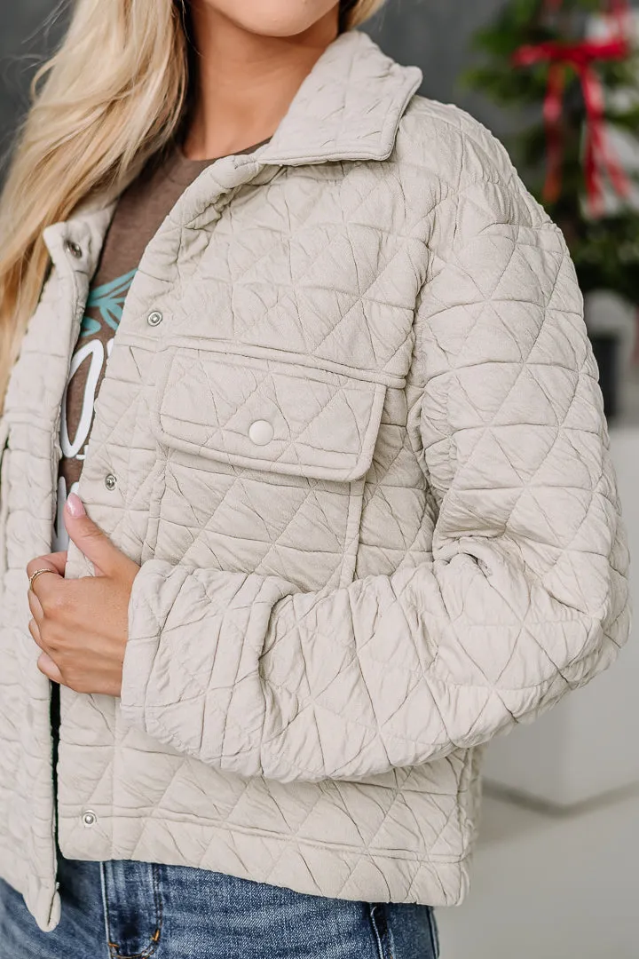 Chai Latte Quilted Jacket | {Oatmeal}