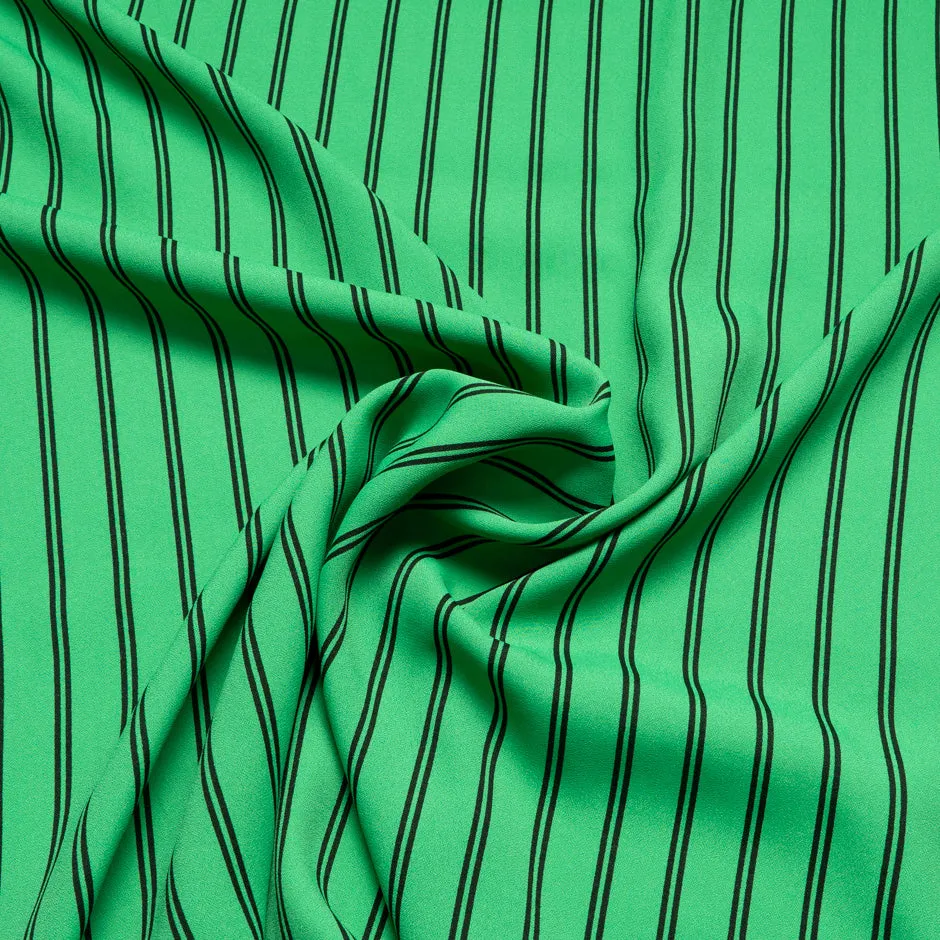 Double Striped Emerald Green Crêpe