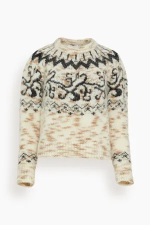 Duke Fair Isle Knit Top in Cream/Taupe/Black Multi