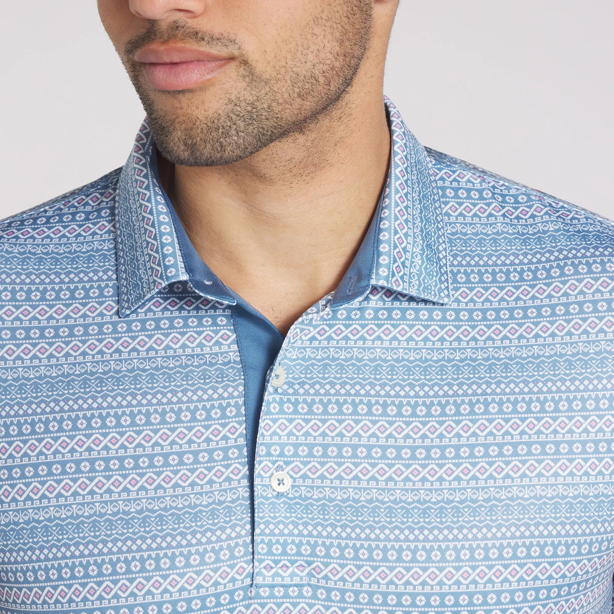 Fair Isle Micro Print Golf Polo