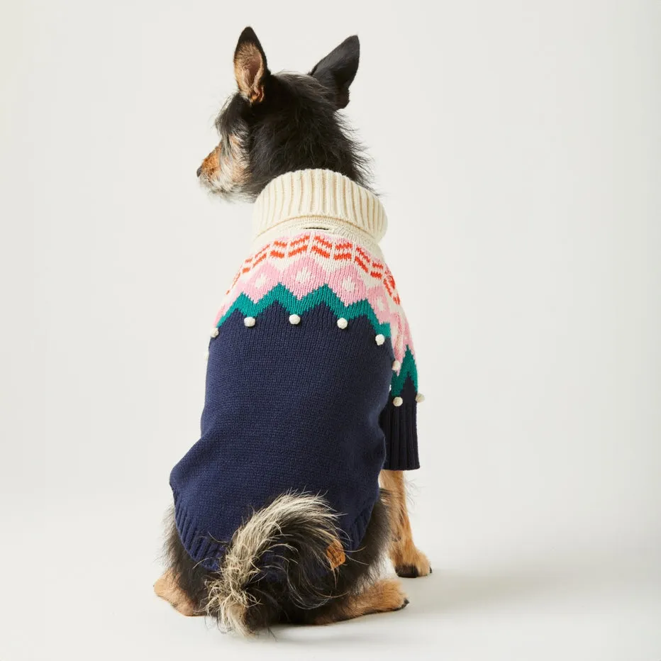 Foggy Dog Fair Isle Bobble Holiday Dog Sweater