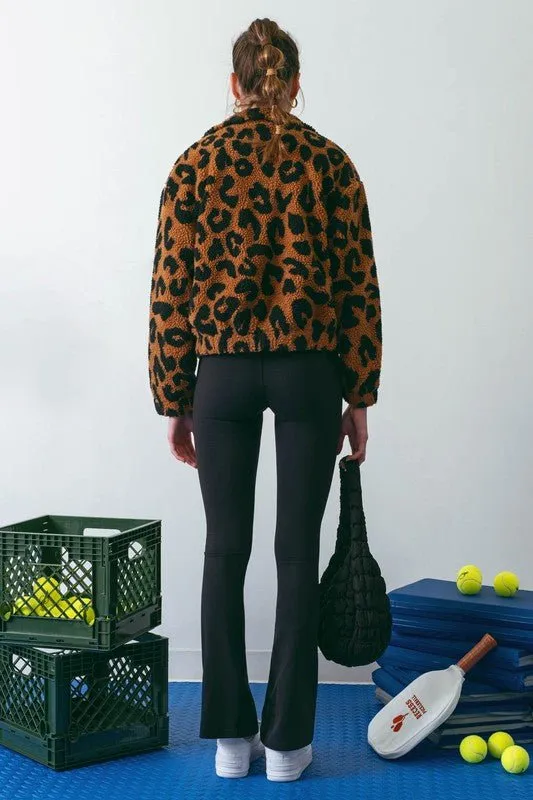 Going Wild Leopard Faux Sherpa Zip Up Jacket