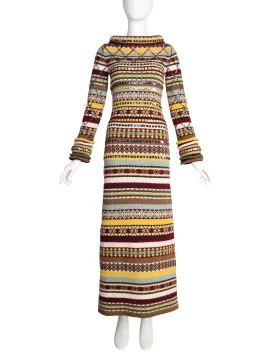 Jean Paul Gaultier AW 1999 Multicolor Fair Isle Sequin Knit Sweater Dress