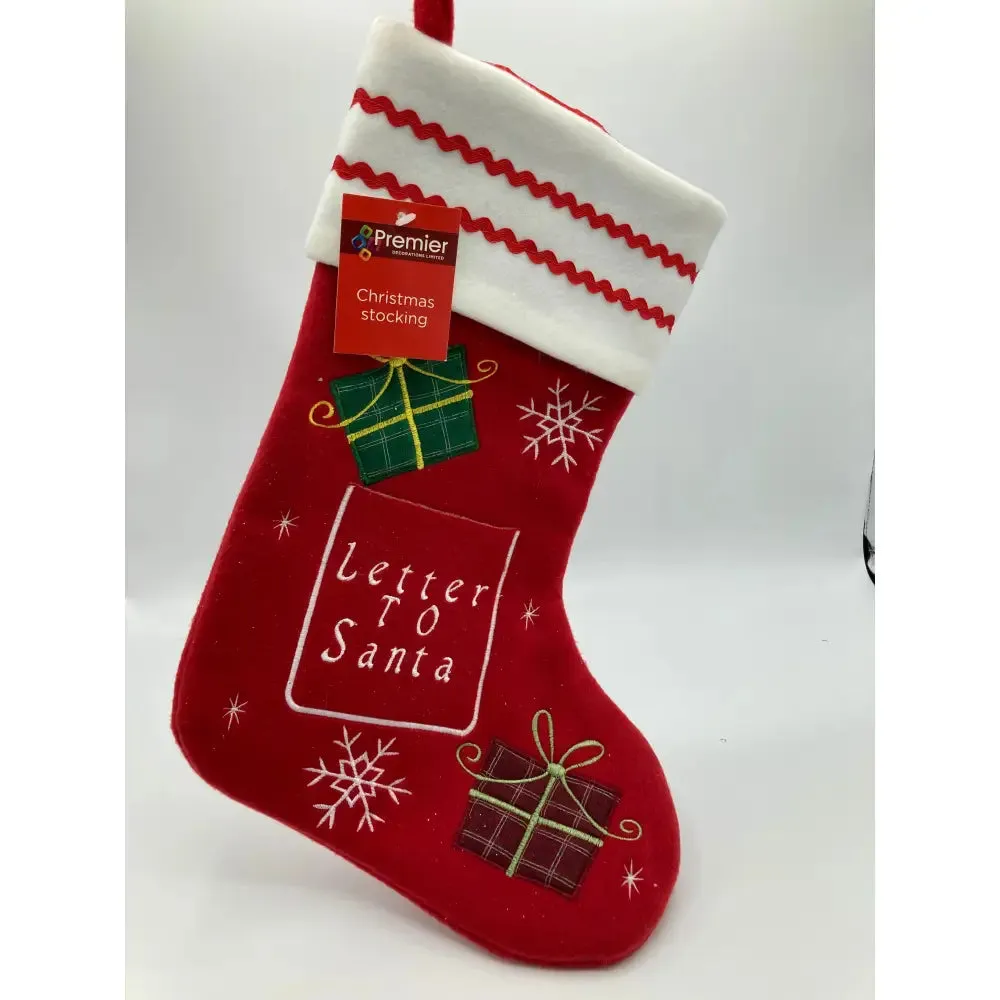 Letter to Santa Christmas Stocking - 3 Assorted Designs