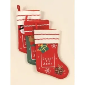 Letter to Santa Christmas Stocking - 3 Assorted Designs