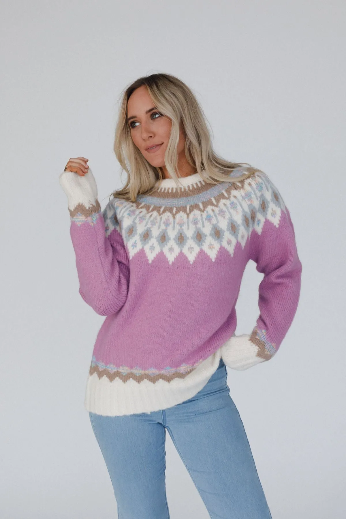 Nordic Charm Sweater - Rose