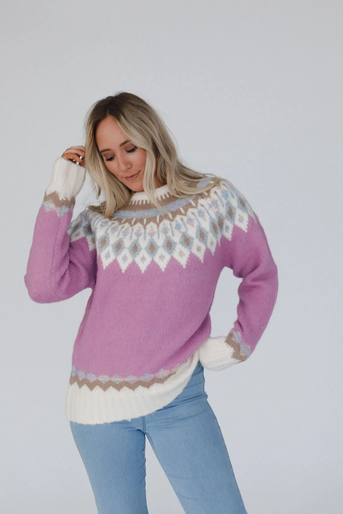 Nordic Charm Sweater - Rose