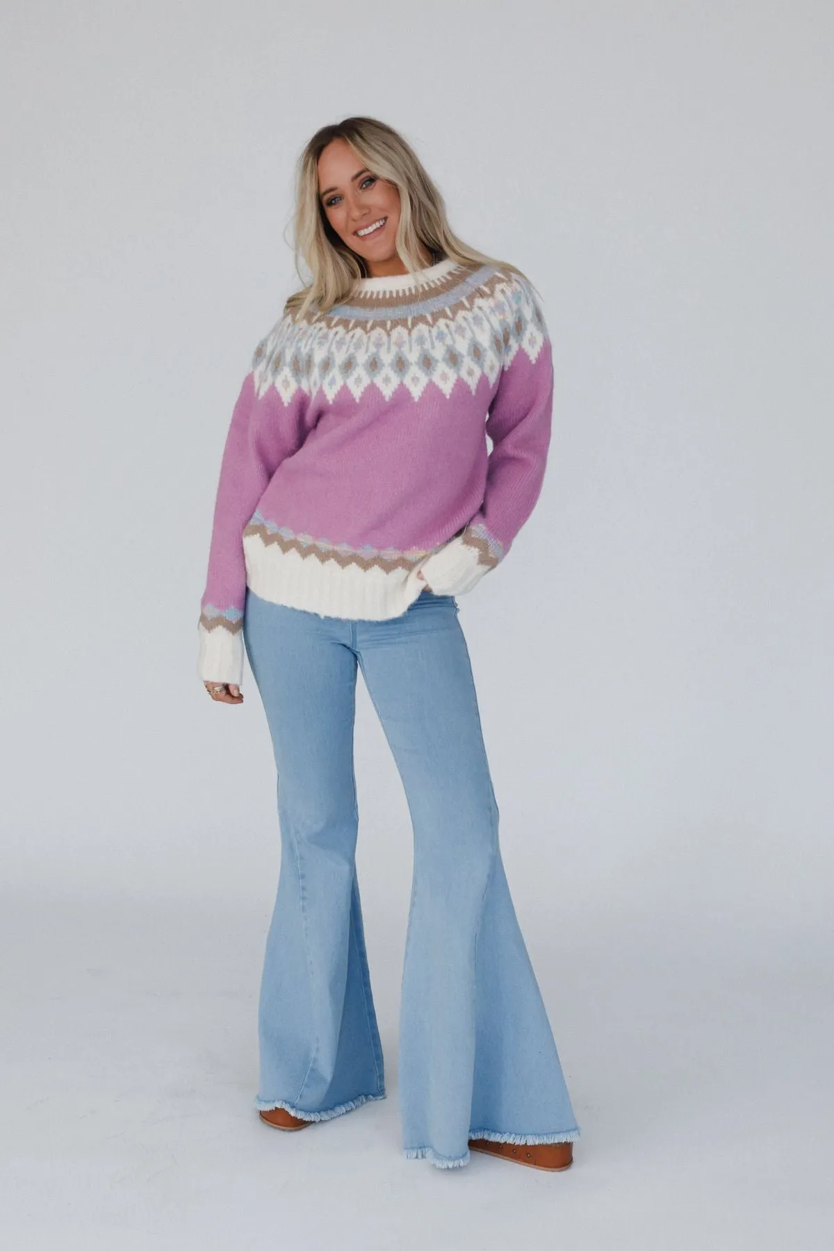 Nordic Charm Sweater - Rose