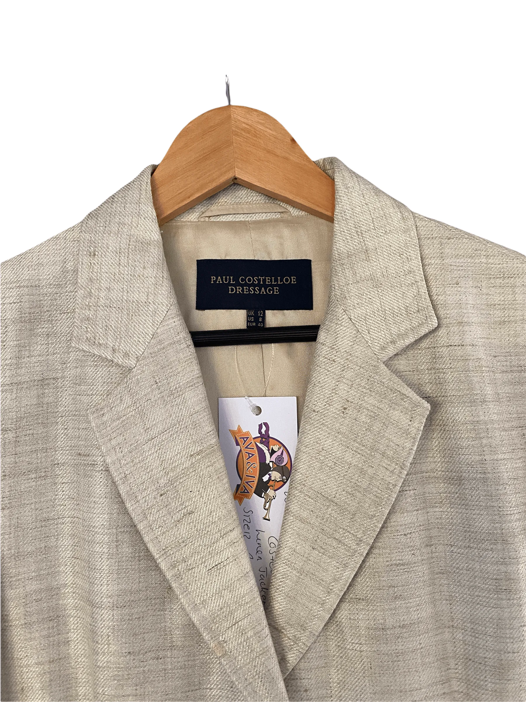 Paul Costello Dressage Linen Mix Single Breasted Jacket Biscuit UK Size 12