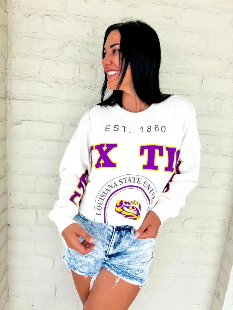 Queen Of Vintage Geaux Tigers LSU Stamp Sweater