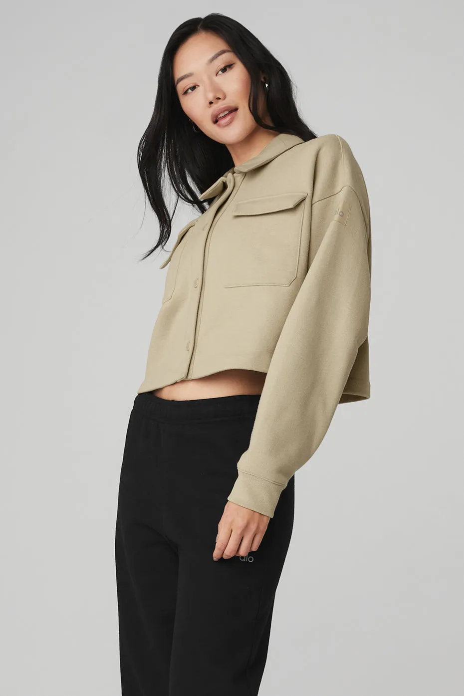 Renown Cropped Button-Up Pullover - California Sand