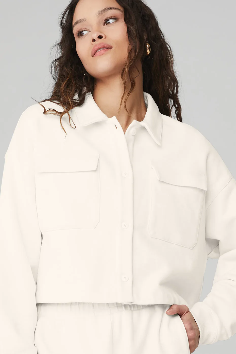 Renown Cropped Button-Up Pullover - Ivory