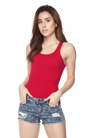 Solid Ribbed Sleeveless Bodysuit