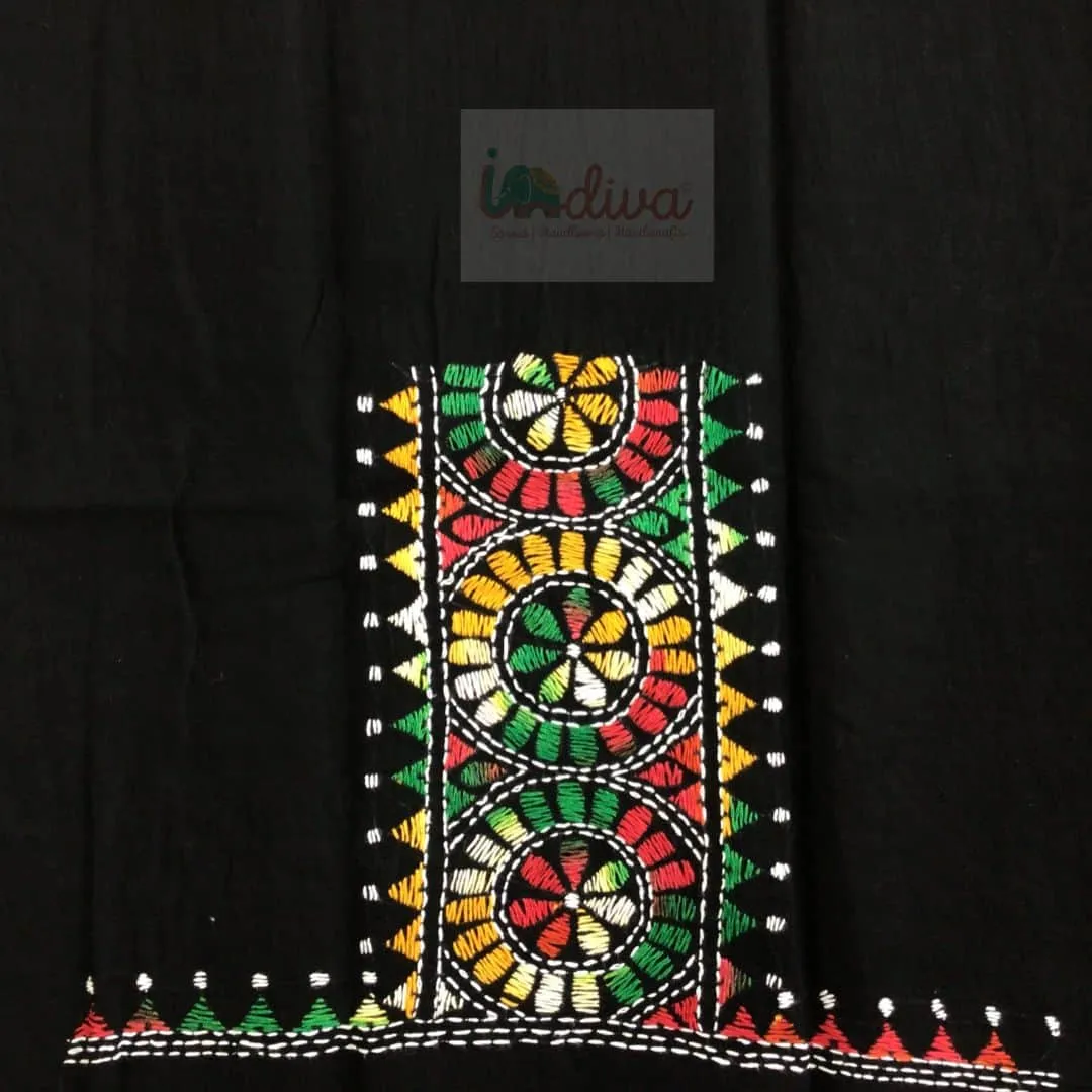 Traditional Black Kantha Blouse Material