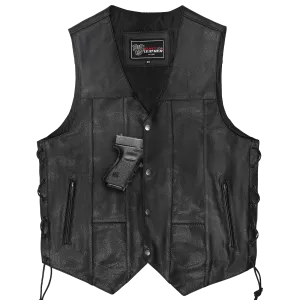 VL915S Vance Leather Men's Ten Pocket Vest of Basic Leather