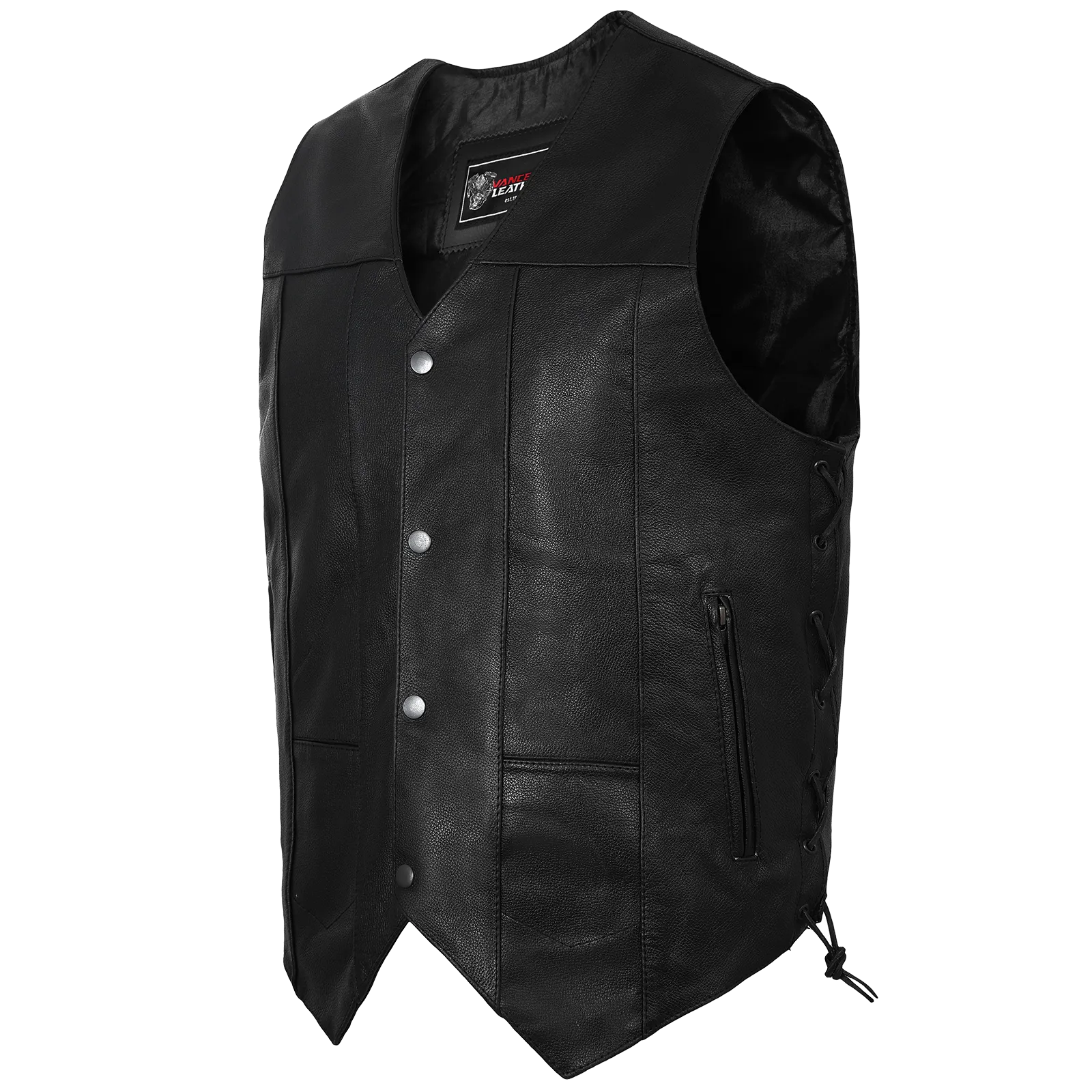 VL915S Vance Leather Men's Ten Pocket Vest of Basic Leather