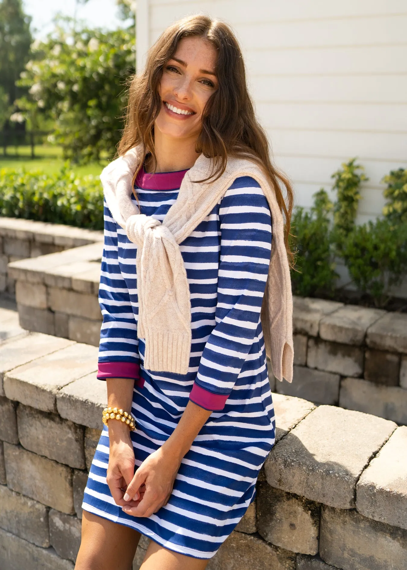 Watercolor Stripe Cabana Shift Dress